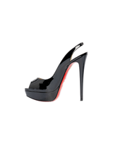 Christian Louboutin Black Platform Peep-Toe Slingback Heels — detail 5