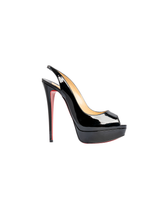 Christian Louboutin Black Platform Peep-Toe Slingback Heels — detail 7