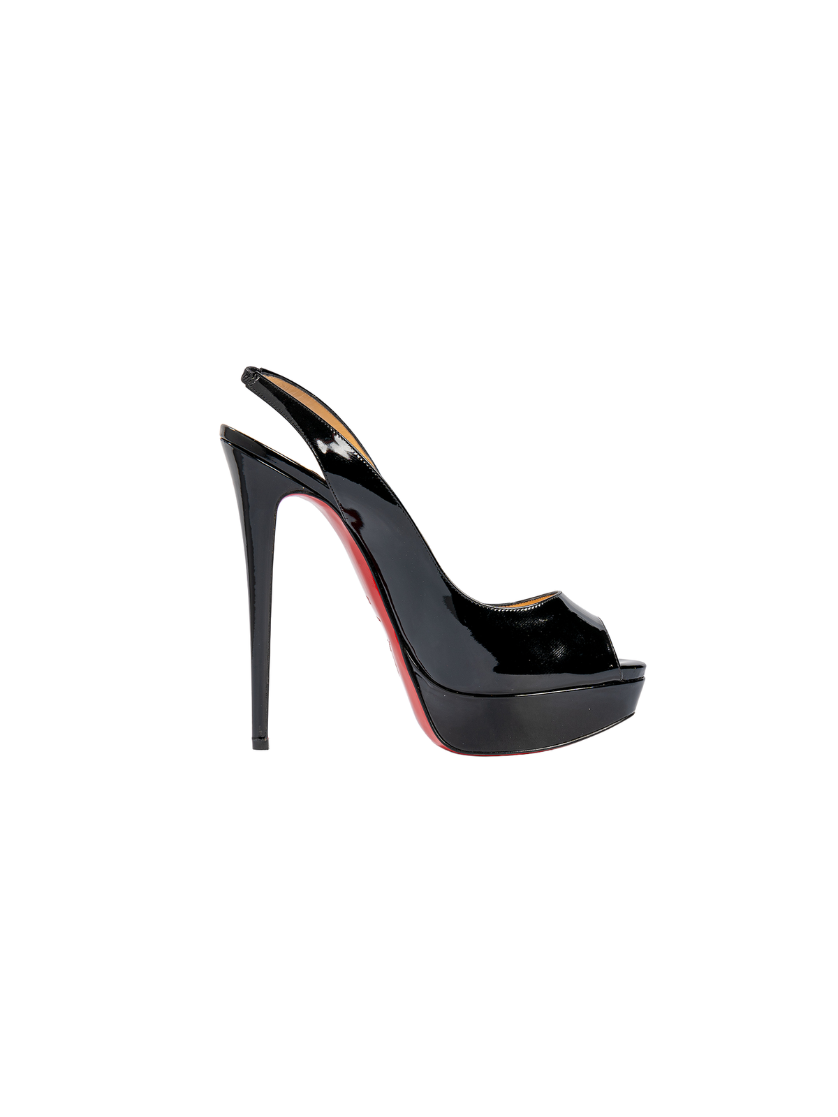 Christian Louboutin Black Platform Peep-Toe Slingback Heels — detail 8