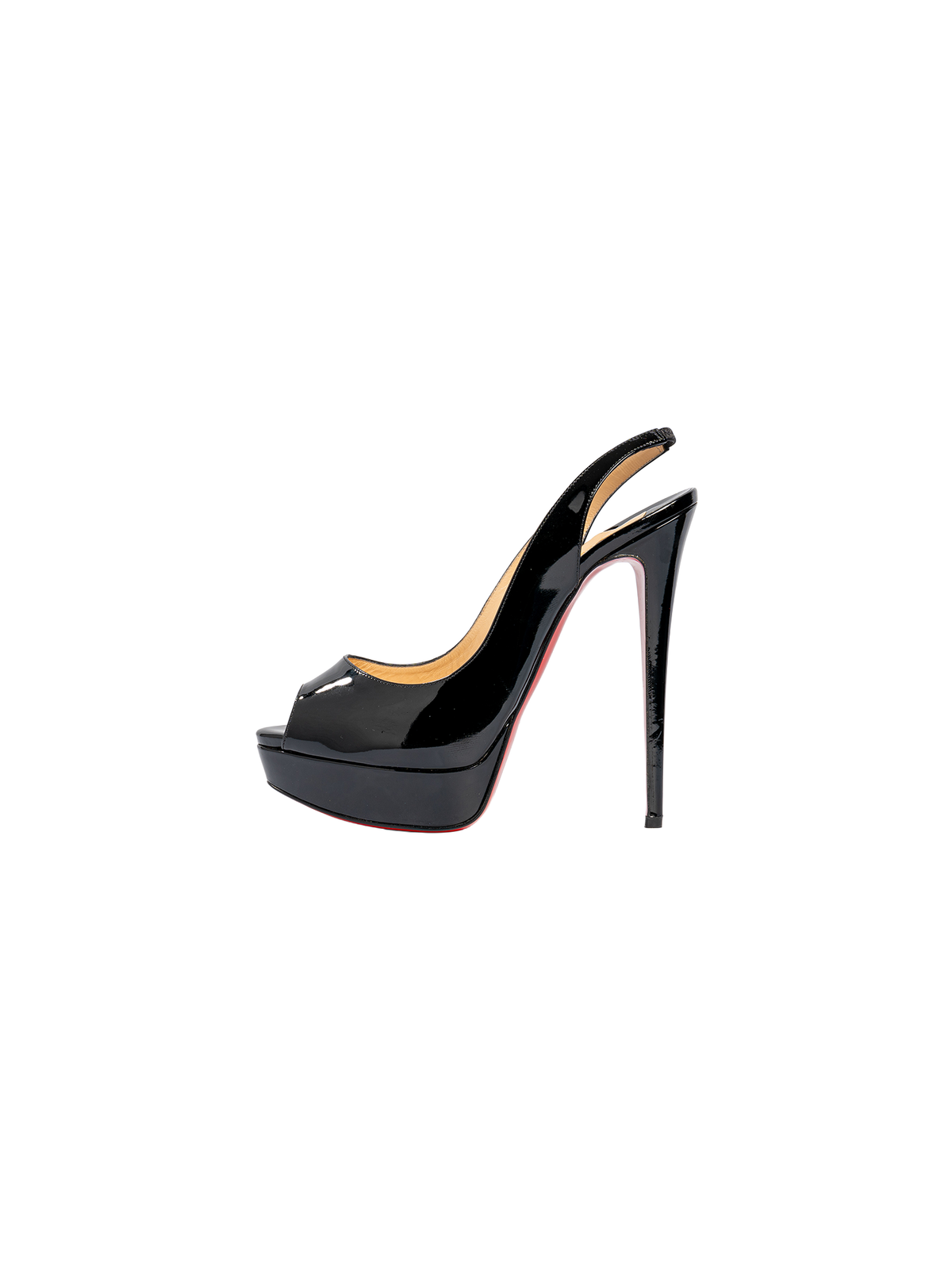 Christian Louboutin Black Platform Peep-Toe Slingback Heels — detail 10