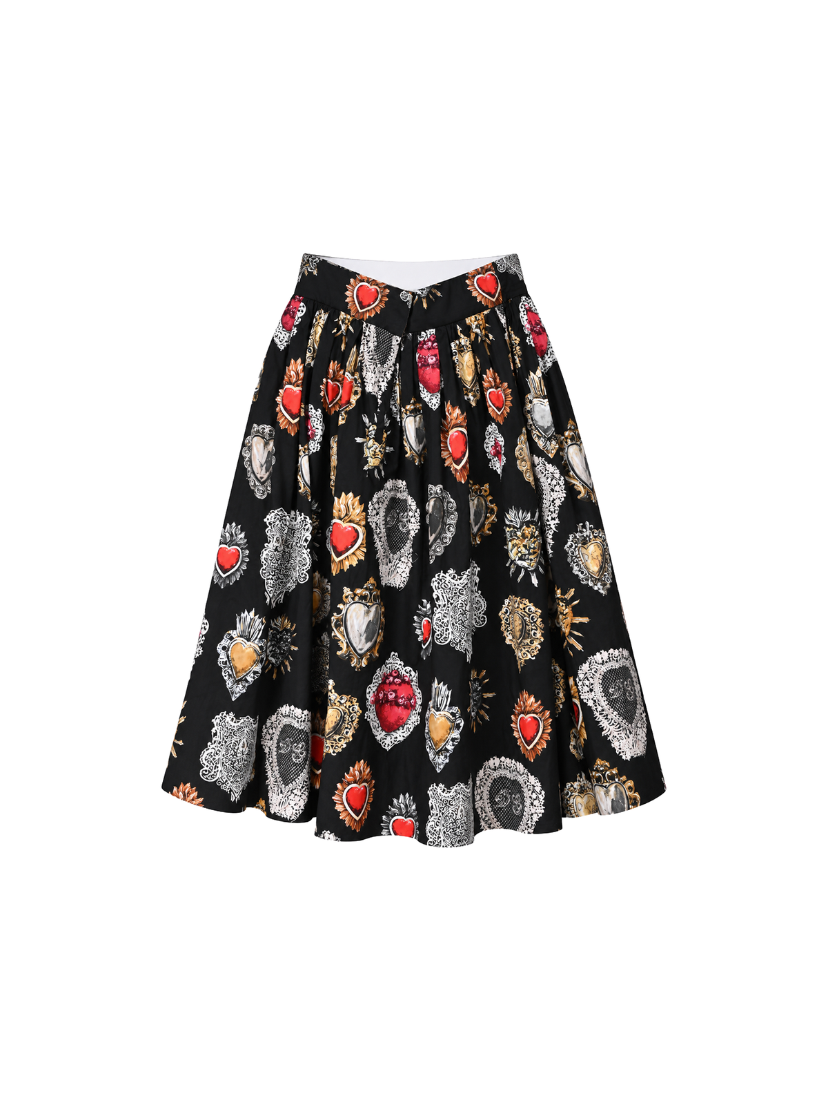 Dolce & Gabbana Sacred Heart Print A-Line Midi Skirt