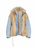 Fur Jacket Denim with beige
