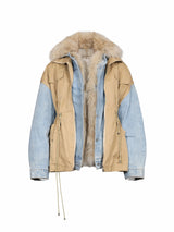 Fur Jacket Denim with beige