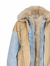 Fur Jacket Denim with beige