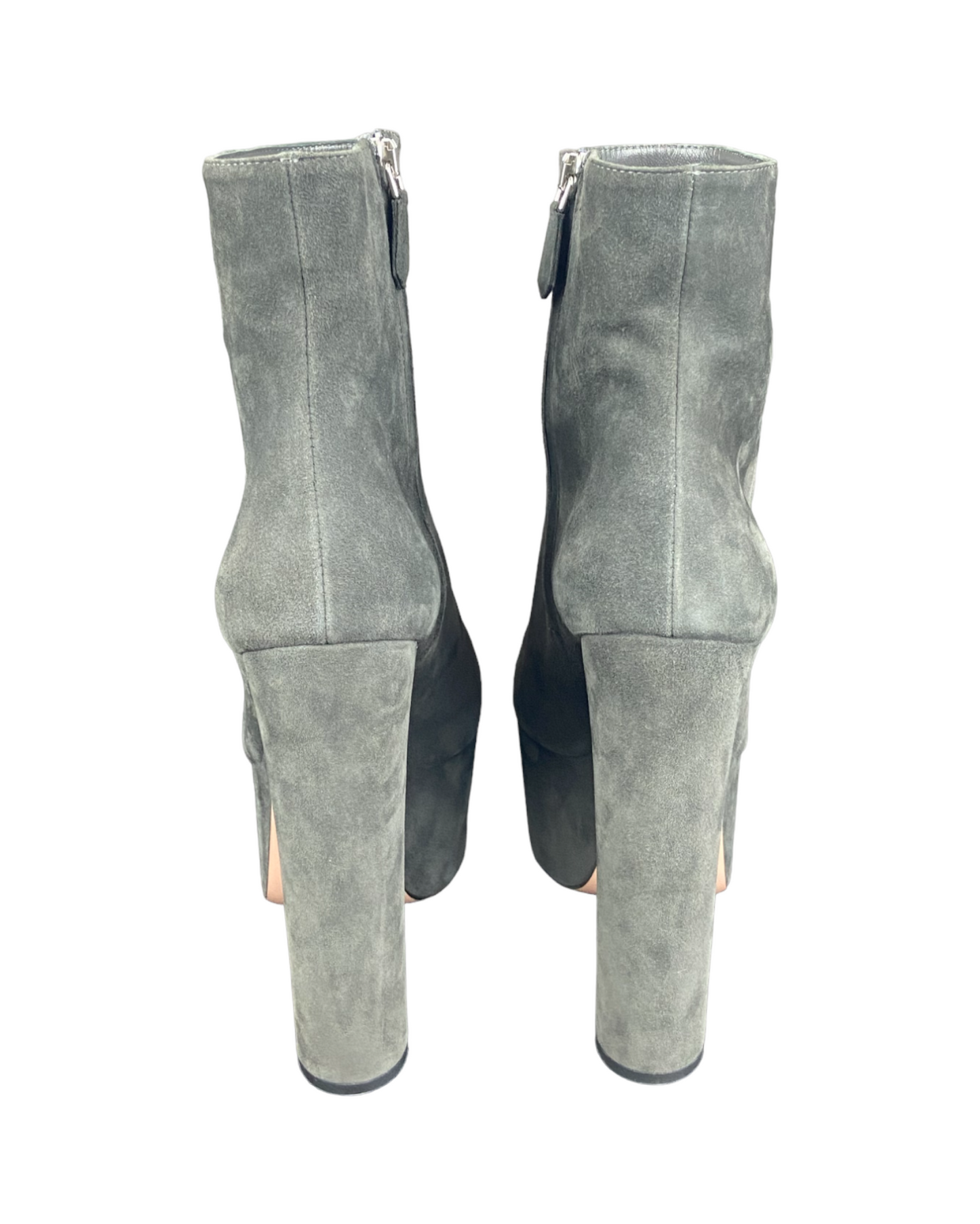 Prada Gray Suede Platform Ankle Boots