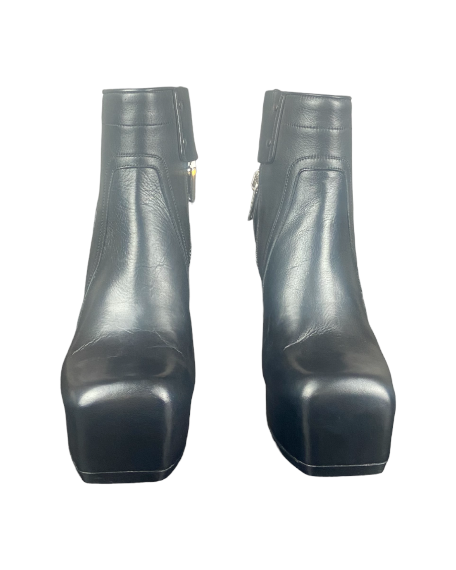 Rick Owens Black Leather Wedge Boots Ankle Platform