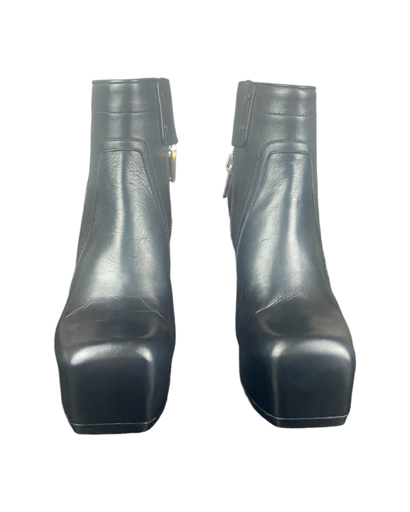 Rick Owens Black Leather Wedge Boots Ankle Platform – SO. by Rick Owens Black Leather Wedge Boots Ankle Platform – SO. by