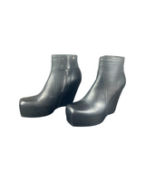 Rick Owens Black Leather Wedge Boots Ankle Platform