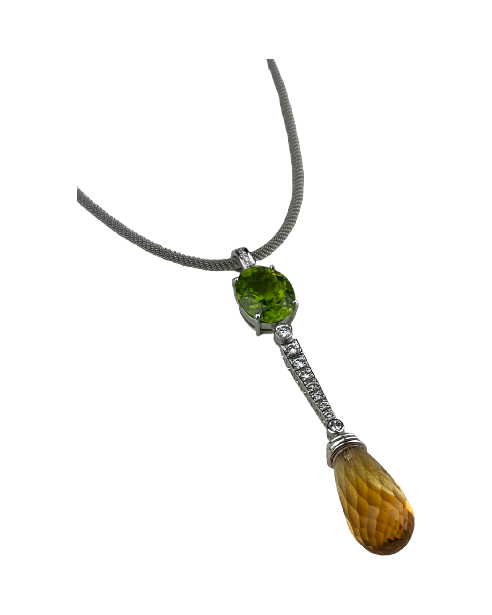 Green and Yellow Gem Gold Necklace