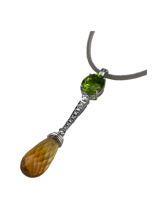 Green and Yellow Gem Gold Necklace