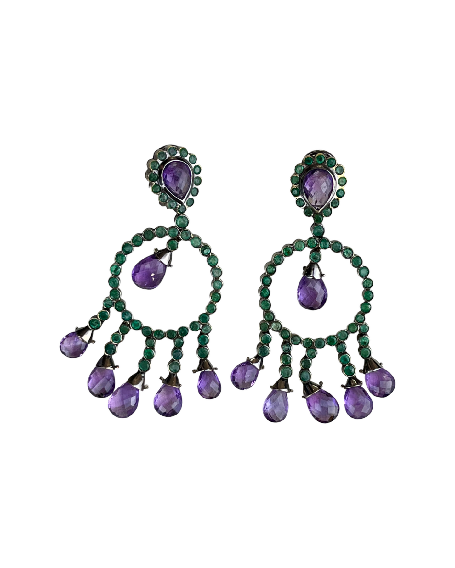Namazte Maharaja Earrings with Emerald and Amethyst
