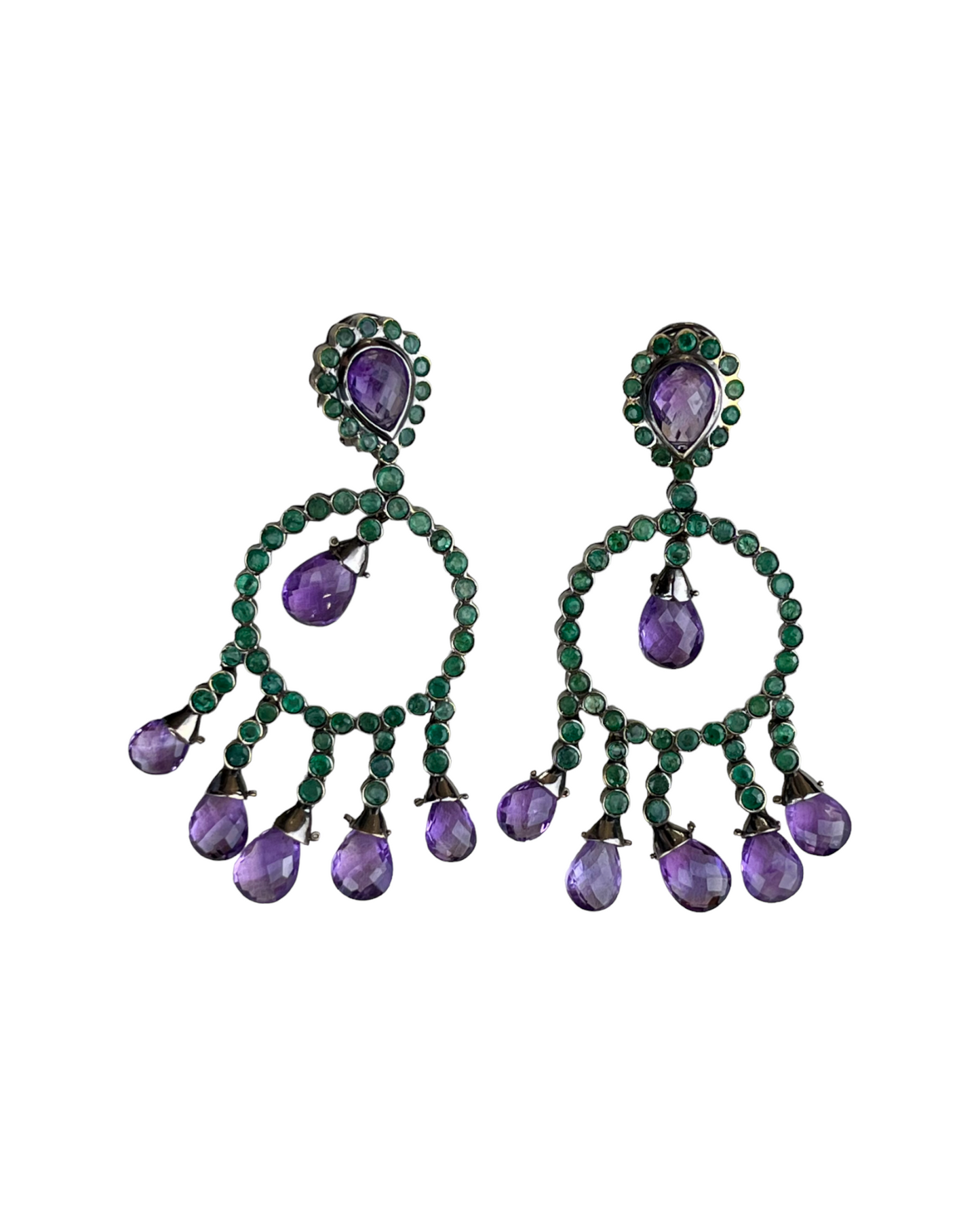 Namazte Maharaja Earrings with Emerald and Amethyst