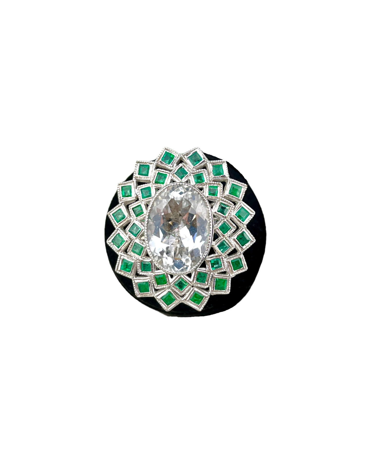 Namazte Shumookh Ring with Emeralds and Quartz