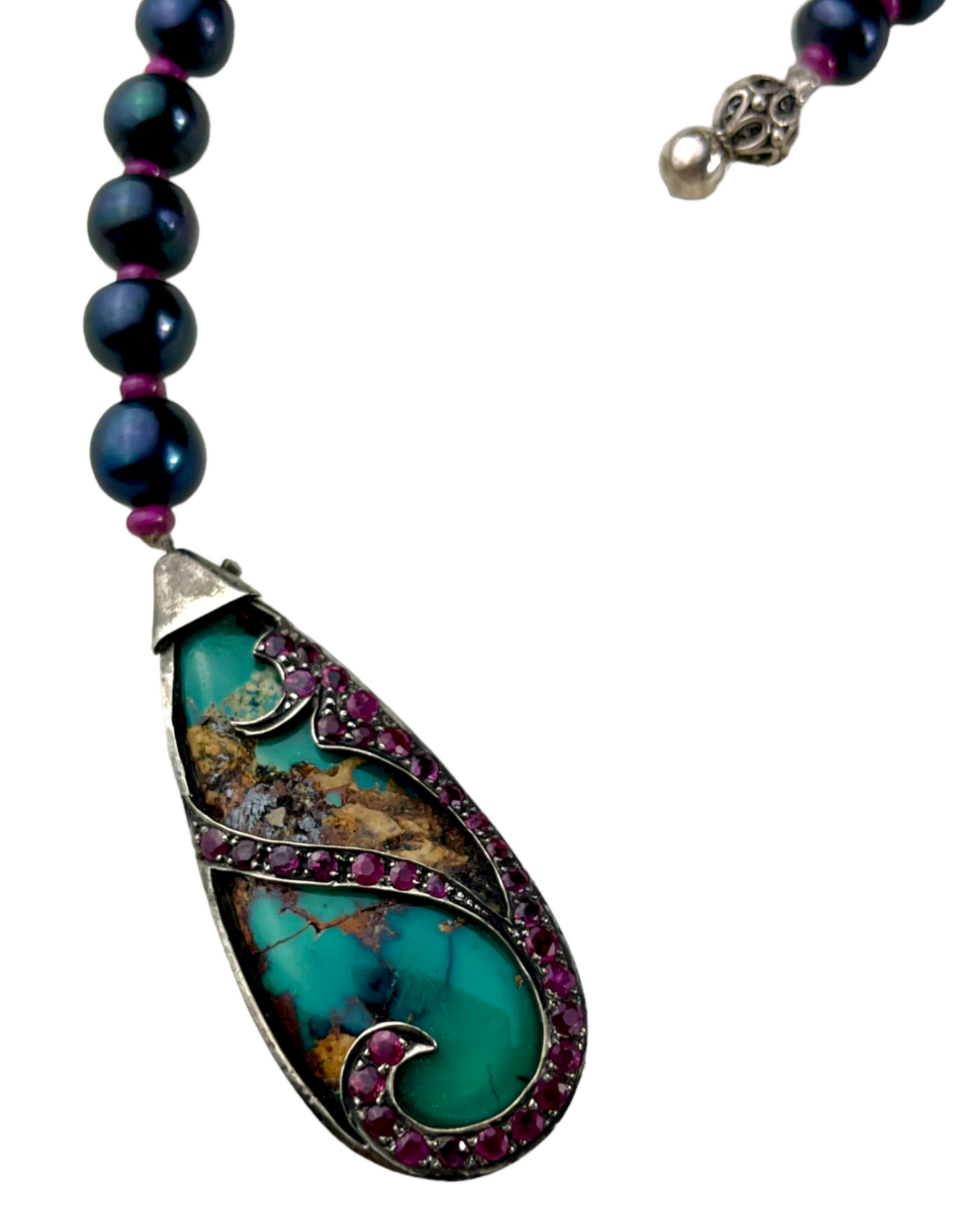Namazte Majestic Rosary with Rubys, Turquoise and Pearls