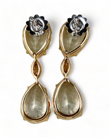 Gold Earrings with Clear Topaz and Diamonds