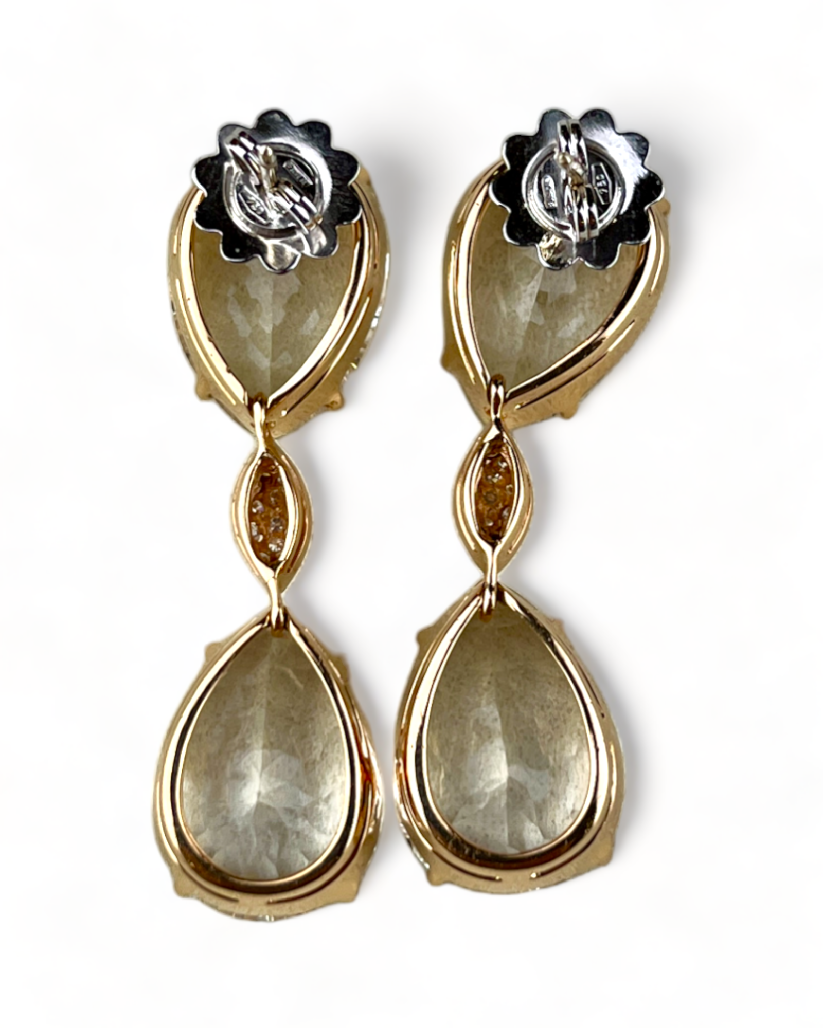 Gold Earrings with Clear Topaz and Diamonds