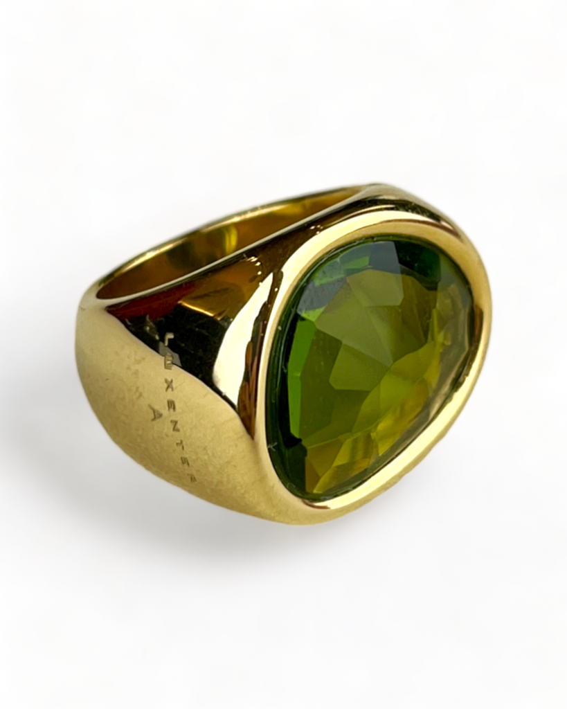 Luxenter Golden Ring with Green Stone