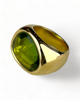 Luxenter Golden Ring with Green Stone
