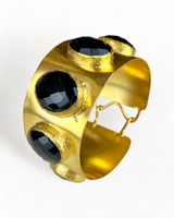 Golden Bracelet with Black Faux Stones