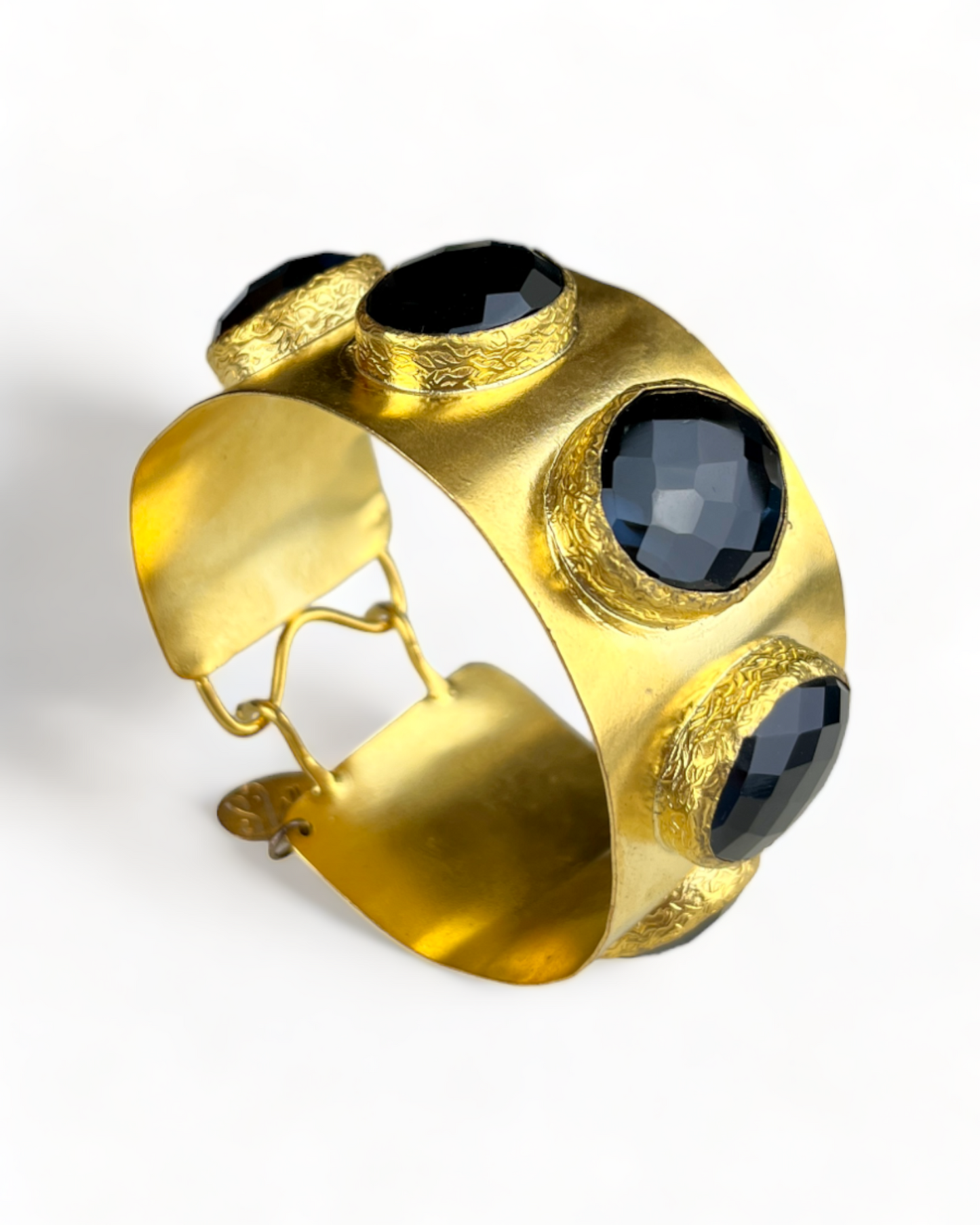 Golden Bracelet with Black Faux Stones