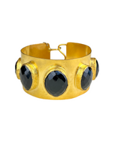 Golden Bracelet with Black Faux Stones
