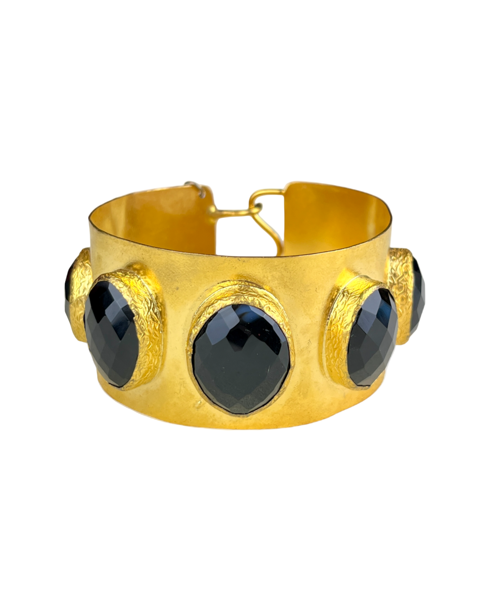 Golden Bracelet with Black Faux Stones