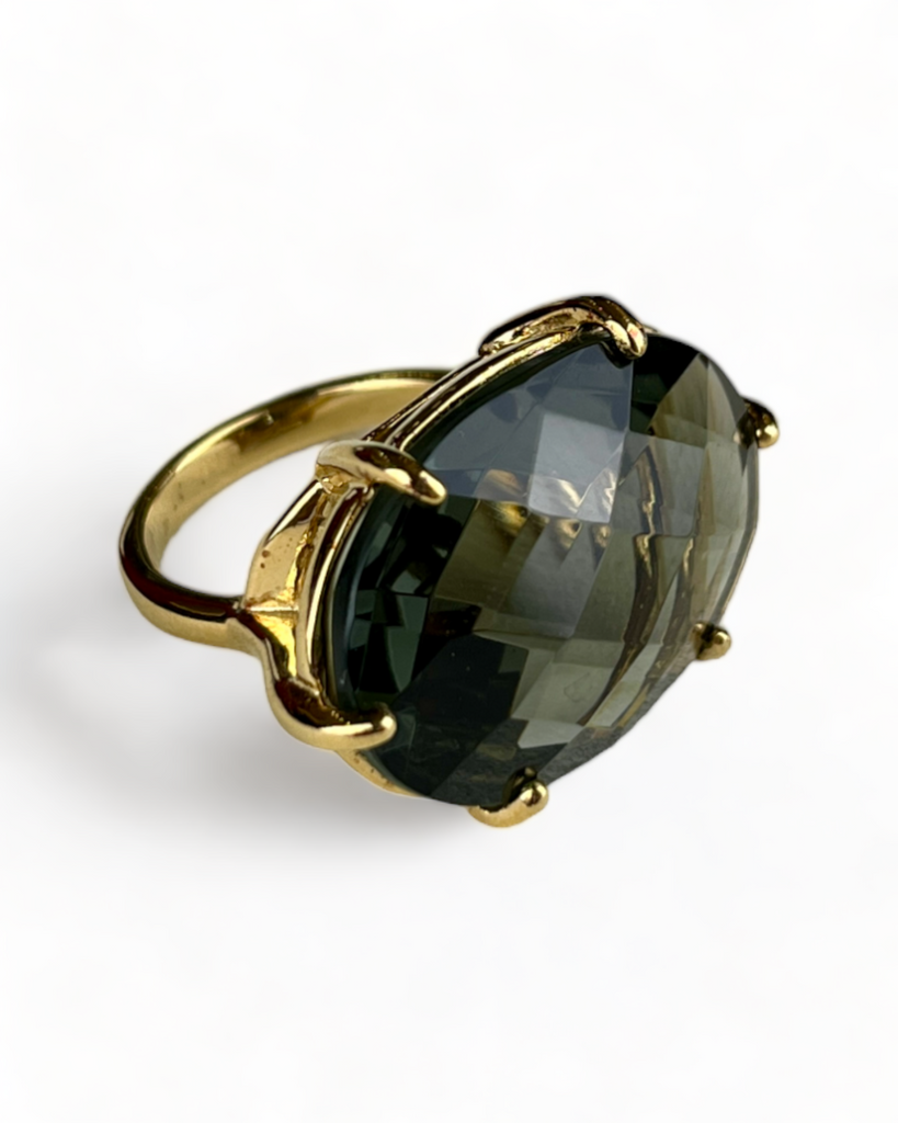 Luxenter Golden Ring with Green Stone