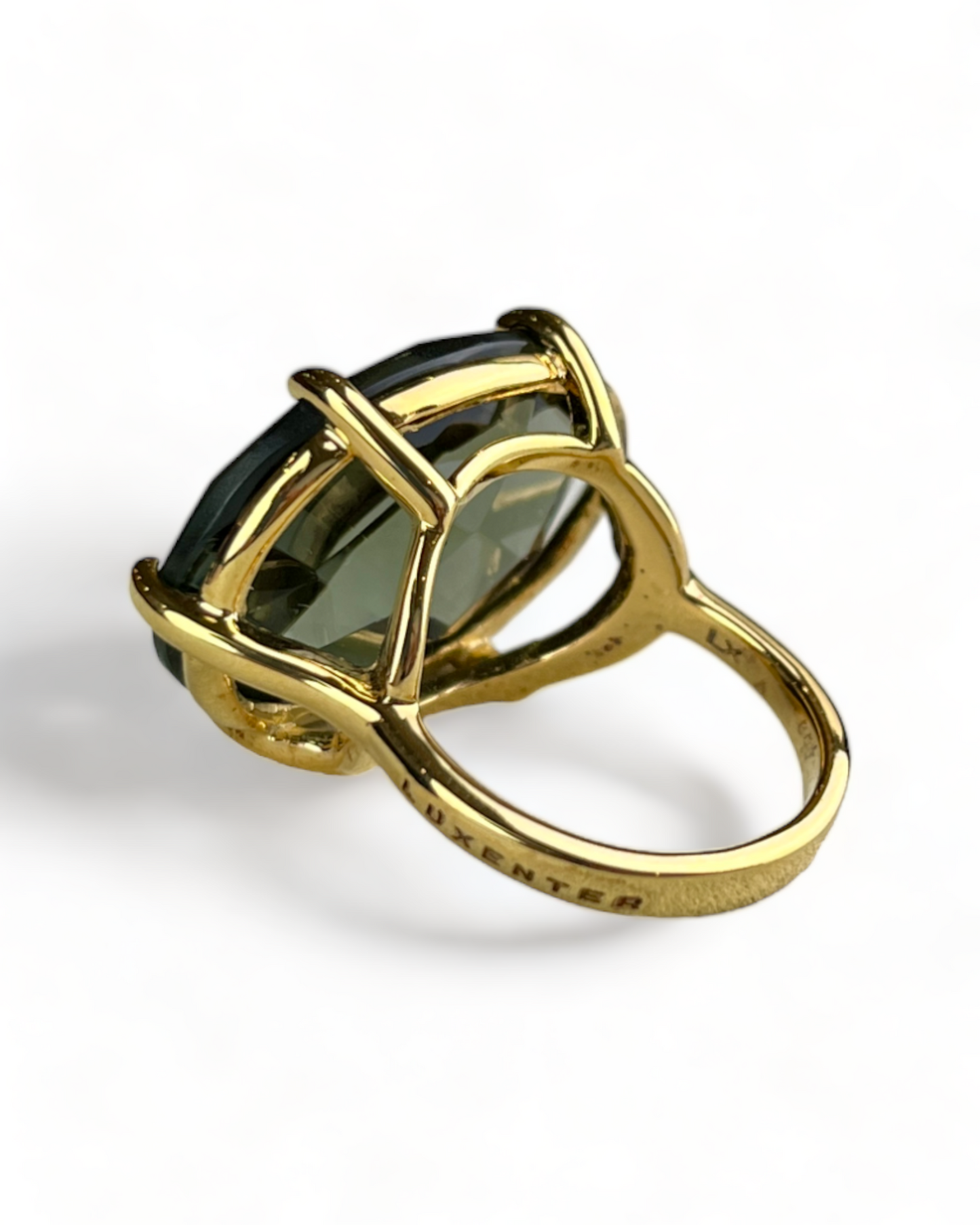 Luxenter Golden Ring with Green Stone