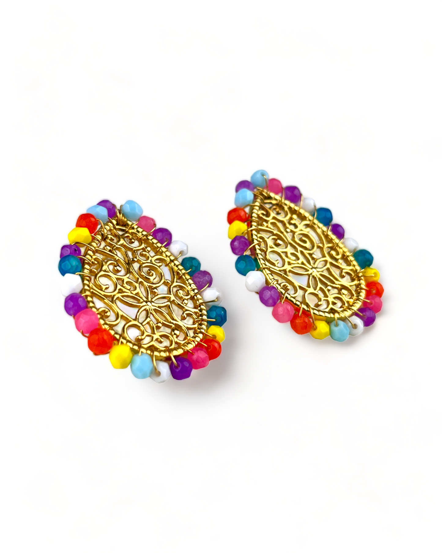 Golden Colorful Earrings