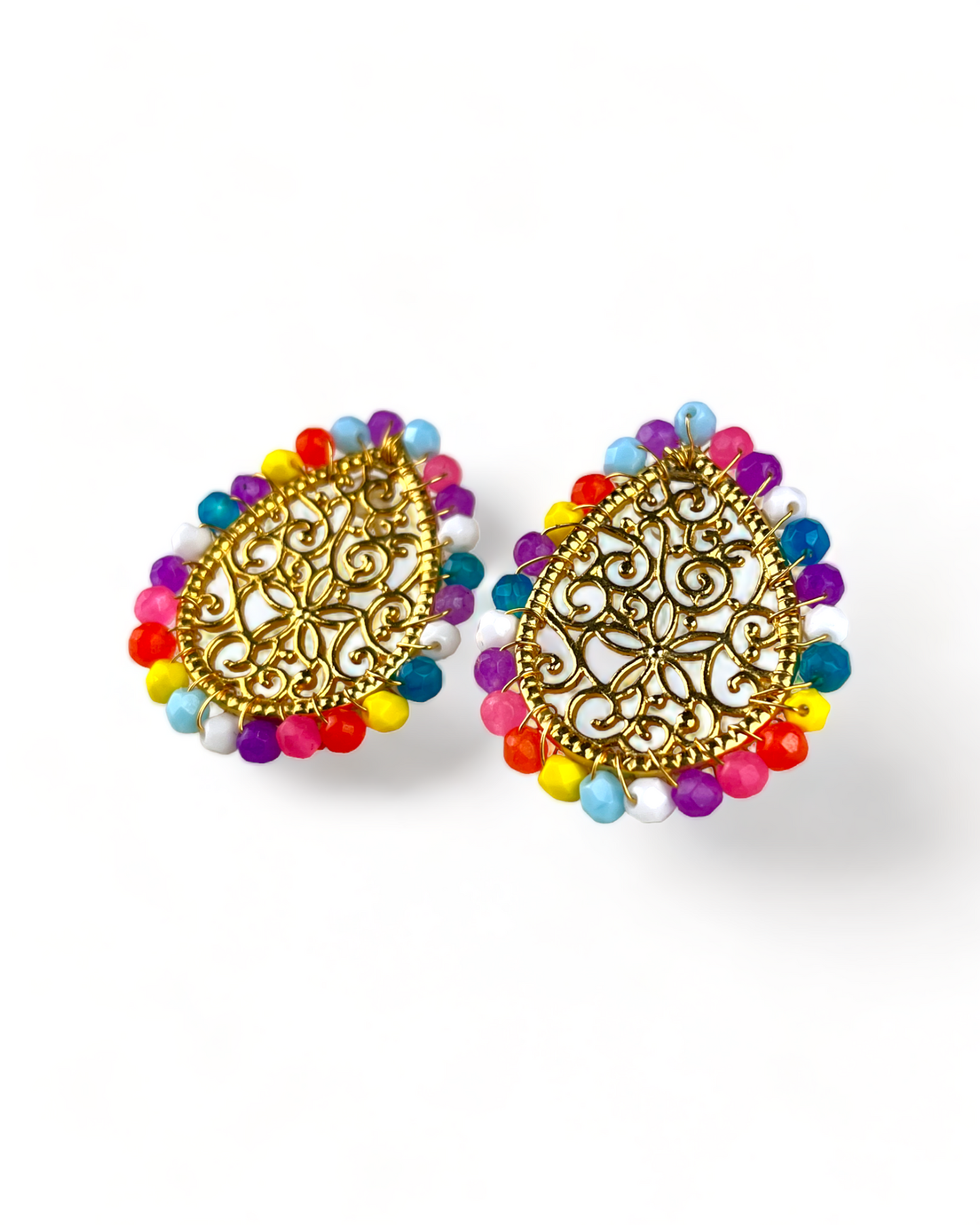 Golden Colorful Earrings