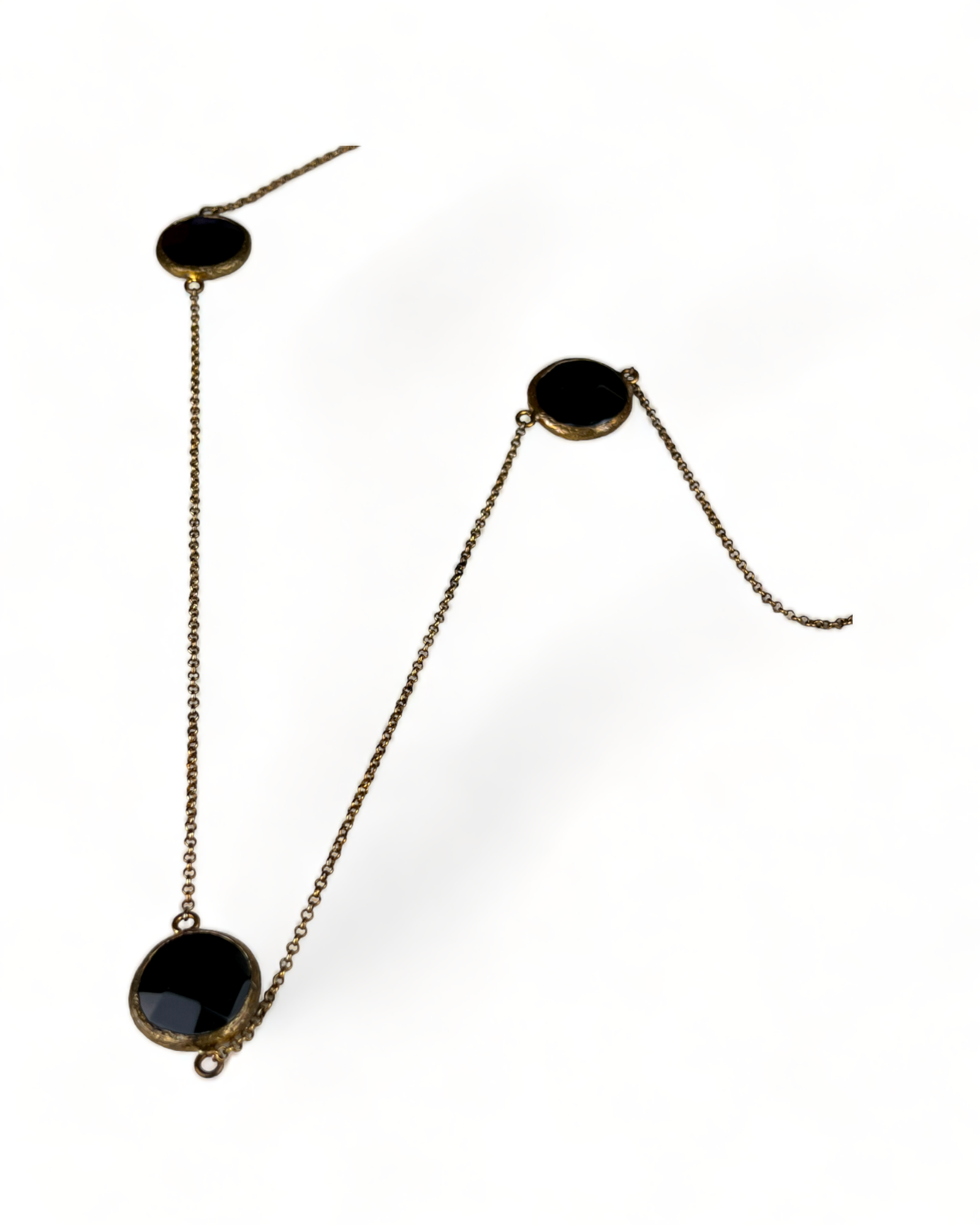 Golden Necklace with Black Faux Stones