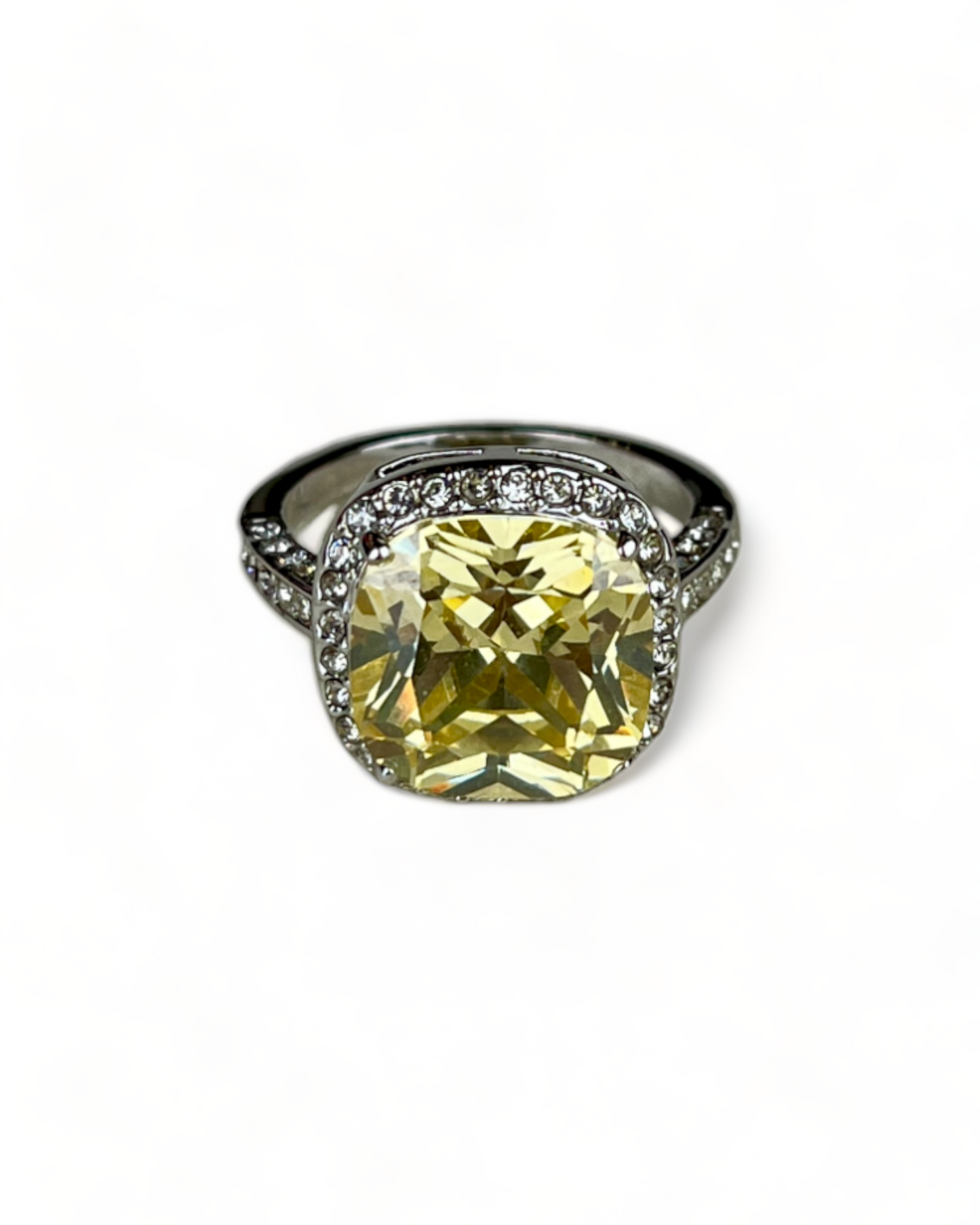 Silver Ring with Yellow Stone