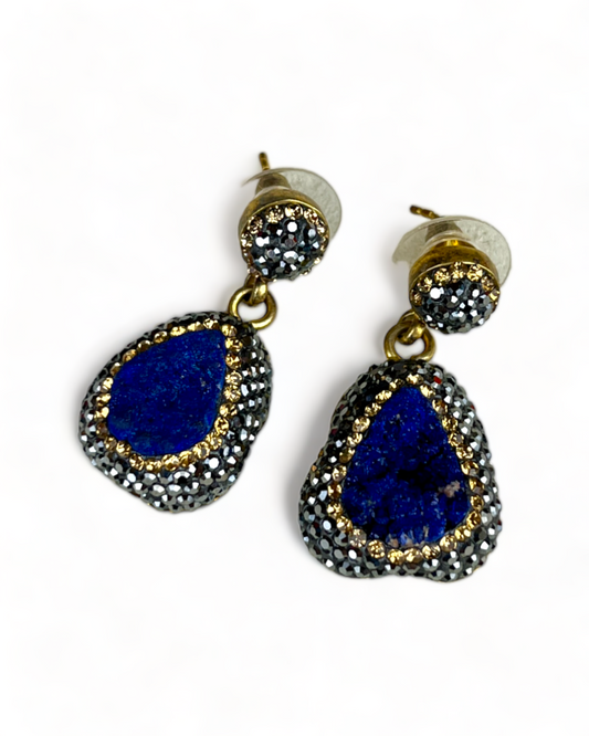 Earrings With Dark Blue Stones
