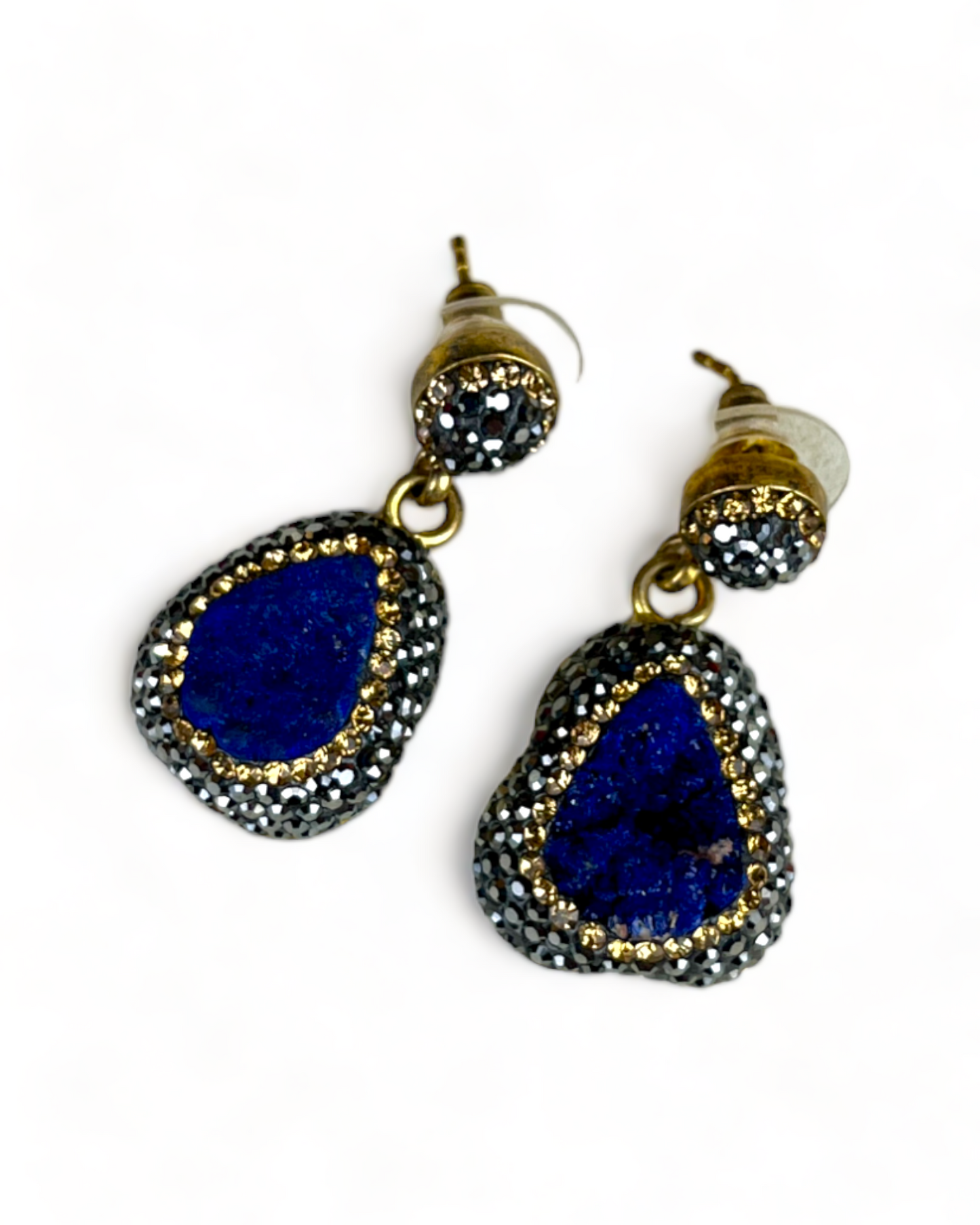 Earrings With Dark Blue Stones