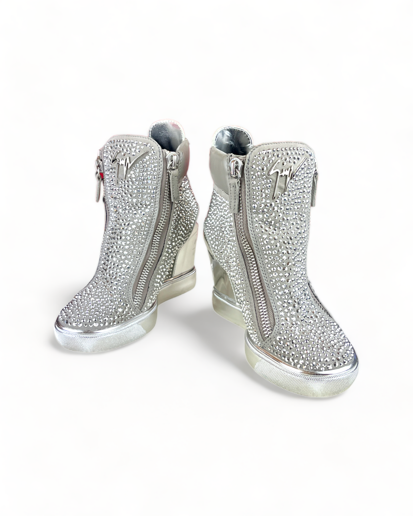 Giuseppe Zanotti Hi-Top Crystal Embellished Studded Sneakers