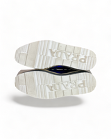 Prada Metallic Blue Brogue Leather Wave Wingtip Espadrille Platform Derby Sneakers