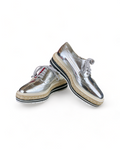 Prada Metallic Silver Brogue Leather Wave Wingtip Espadrille Platform Derby Sneakers