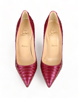 Christian Loboutin Burgundy Python Leather So Kate Pointed Toe Pumps