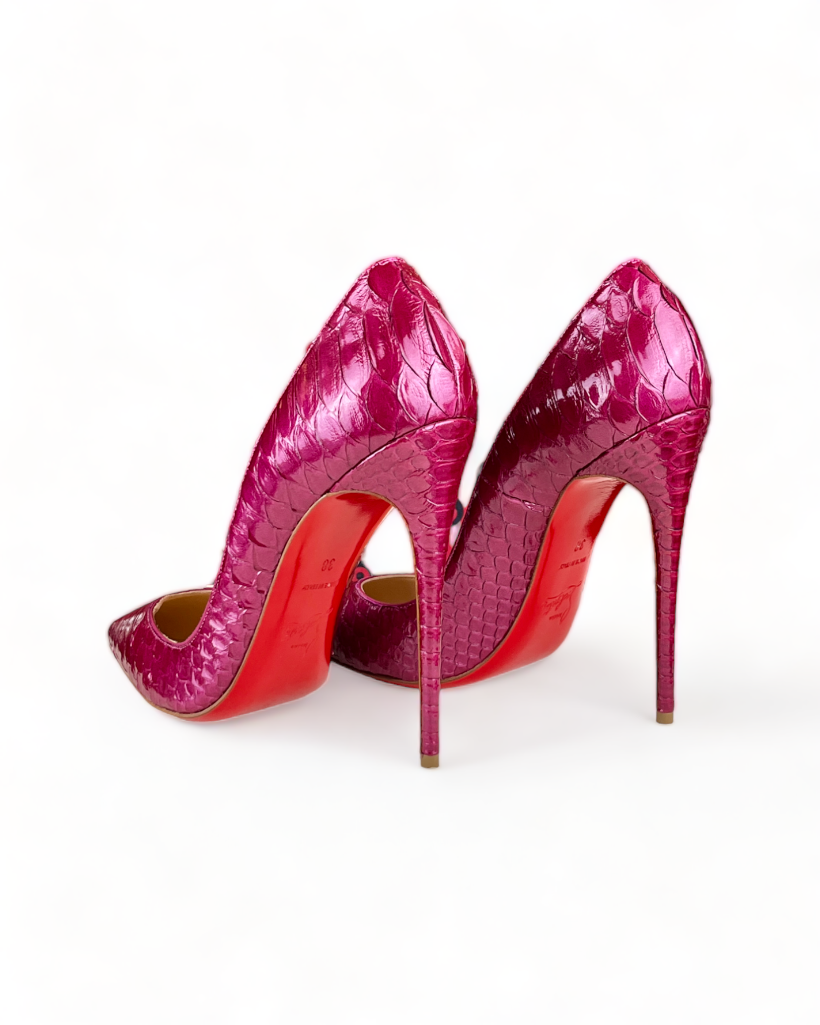 Christian Loboutin Burgundy Python Leather So Kate Pointed Toe Pumps