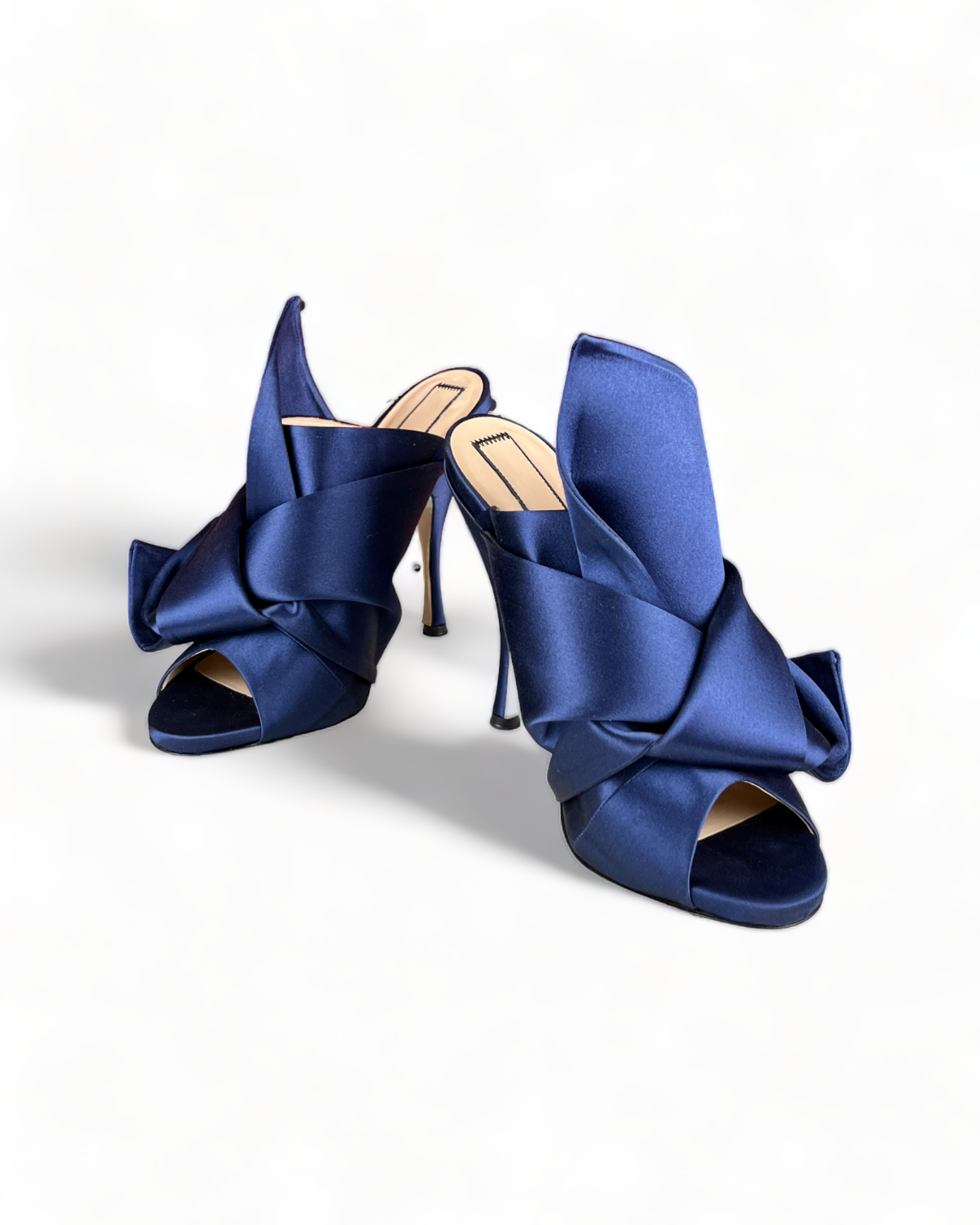 N°21 Navy Satin Bow Mules
