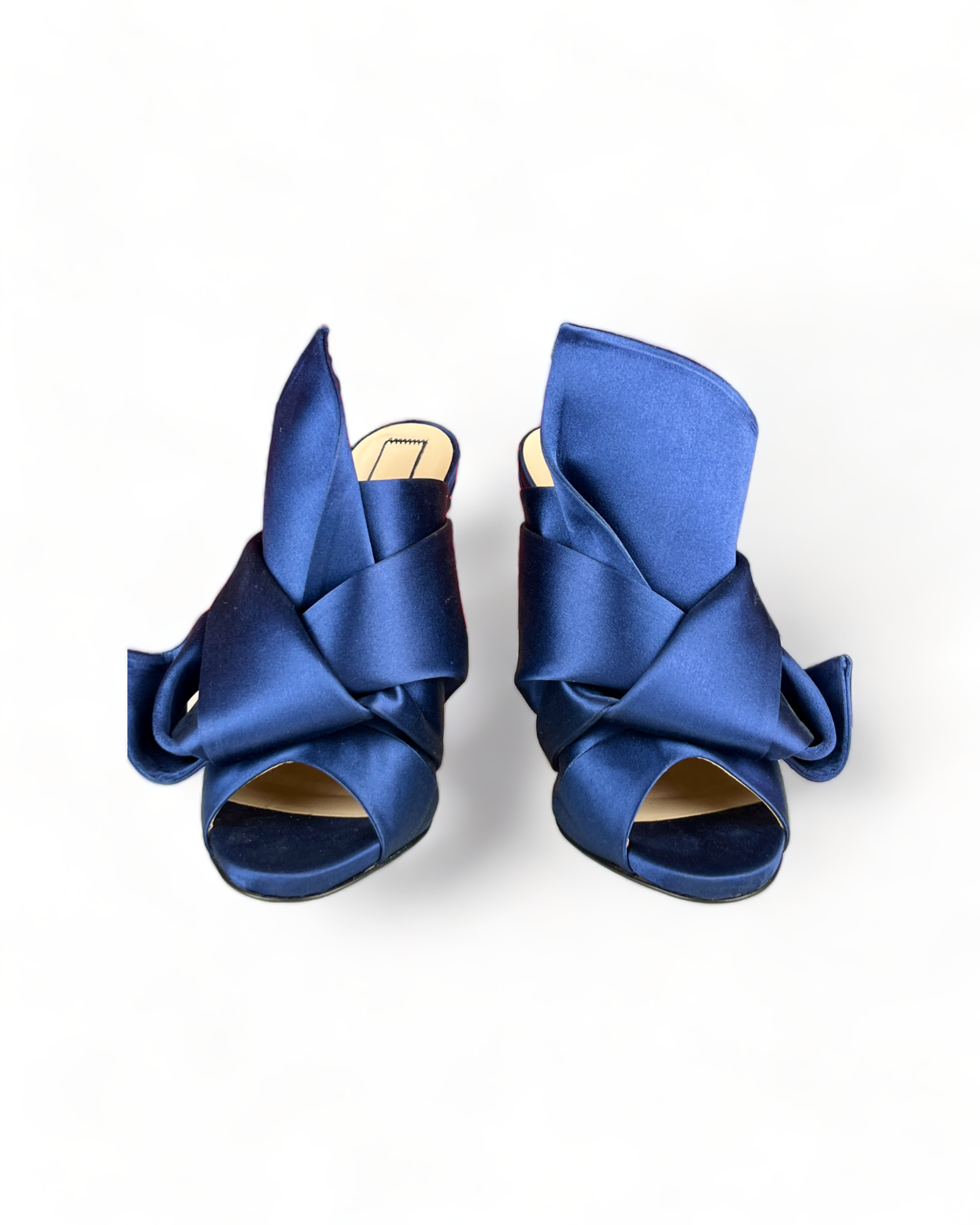N°21 Navy Satin Bow Mules