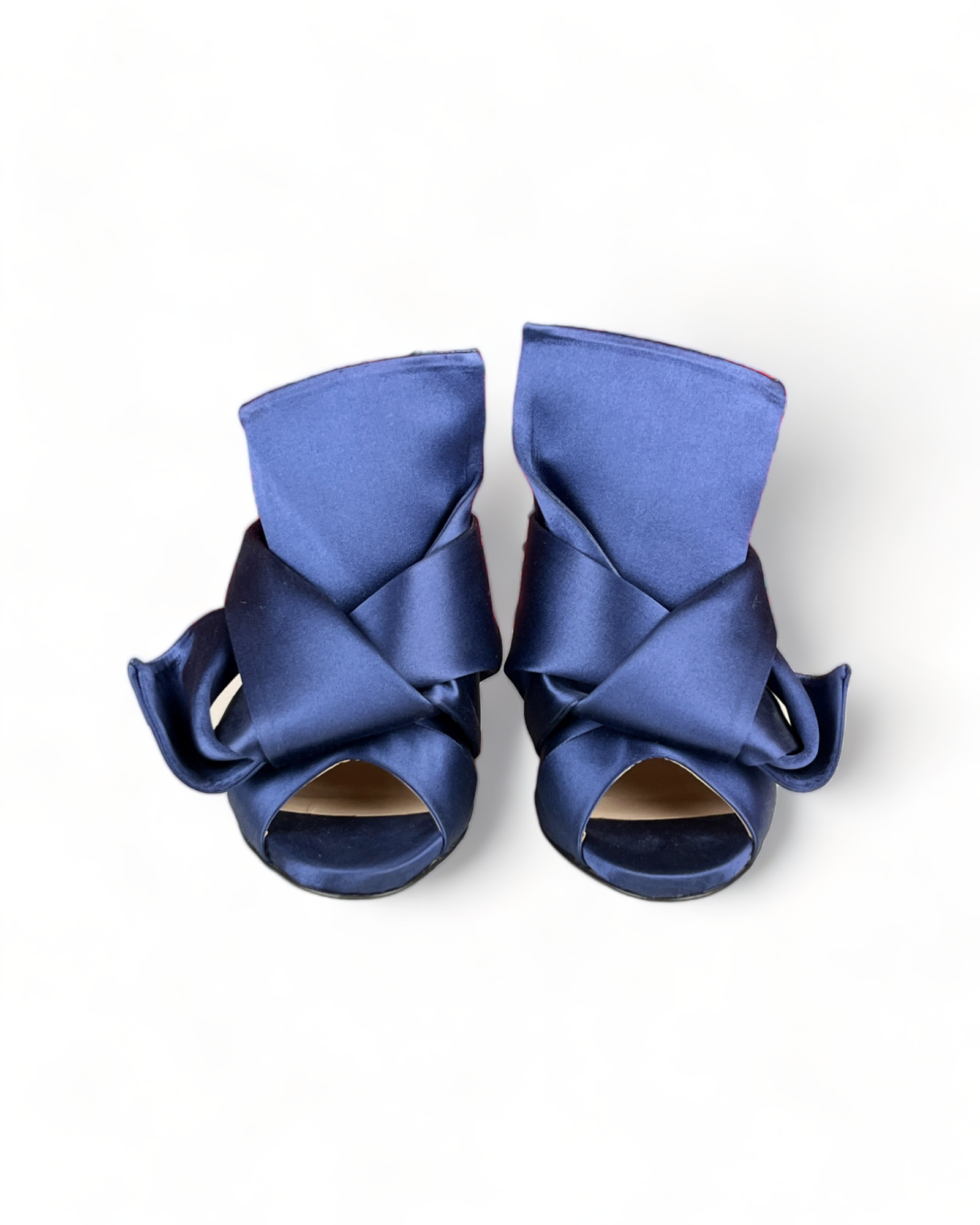 N°21 Navy Satin Bow Mules