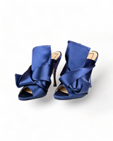 N°21 Navy Satin Bow Mules