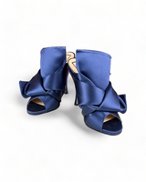 N°21 Navy Satin Bow Mules