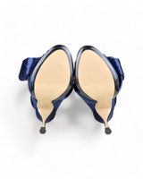 N°21 Navy Satin Bow Mules