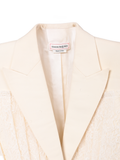 Alexander McQueen Ivory Lace-Sleeve Blazer