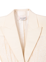 Alexander McQueen Ivory Lace-Sleeve Blazer