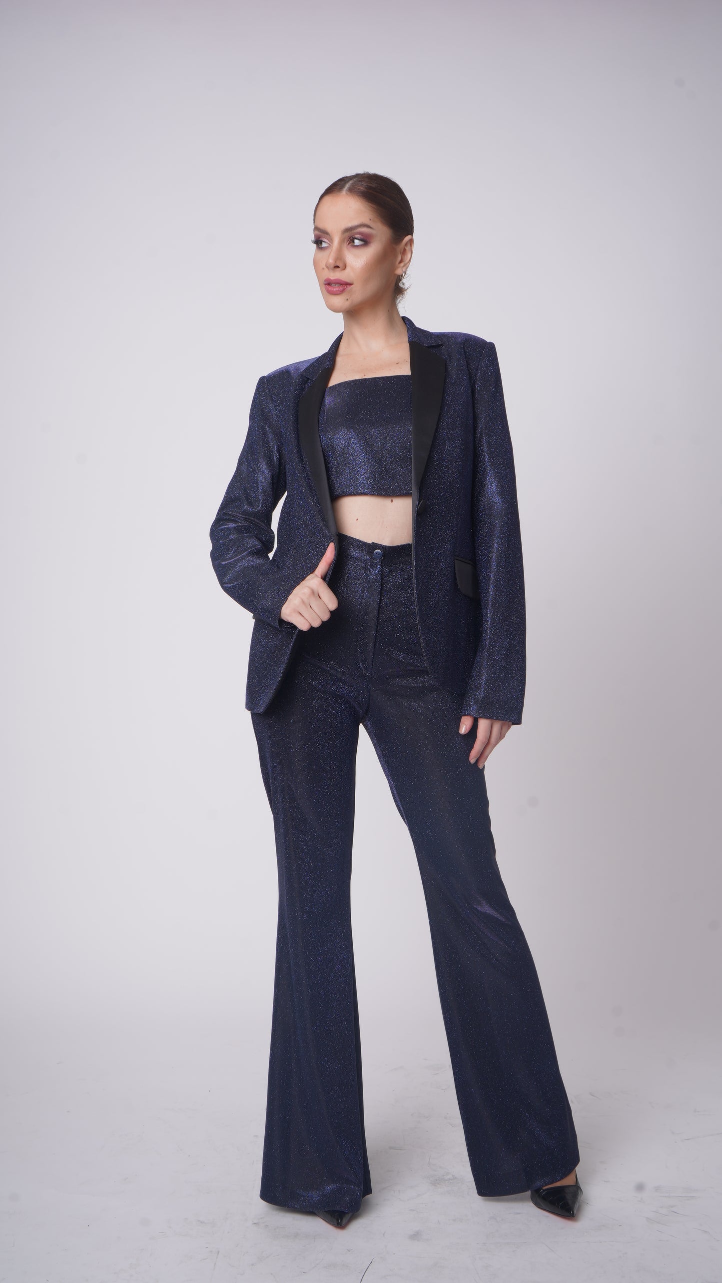 Rochelle Navy Shiny Suit