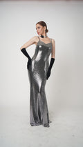 Glimmer Long Curvy Dress – Lycra Sequined Fabric