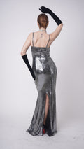Glimmer Long Curvy Dress – Lycra Sequined Fabric